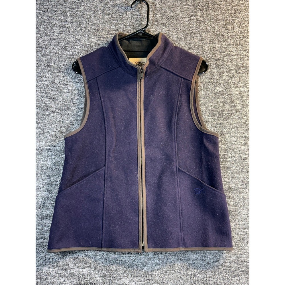 Stormy Kromer Womens Purple Wool Full Zip Vest Size Medium Made in USA SK Logo